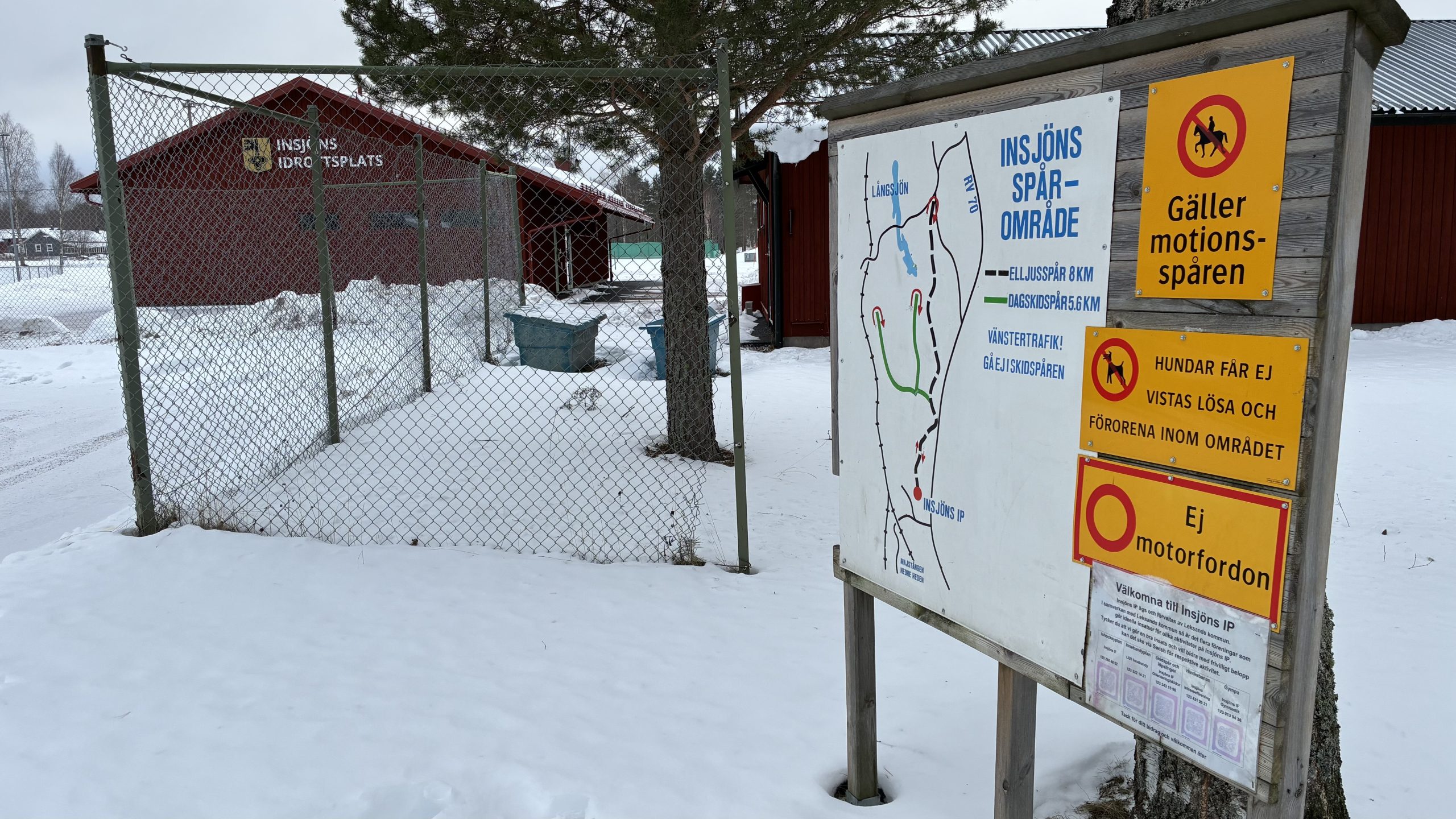 Karta som visar elljusspåren med start vid Insjöns IP.