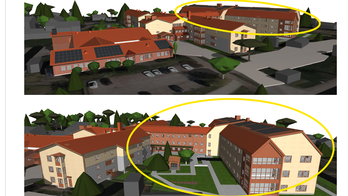 Skiss som visar den nya delen av Edshultsgården.