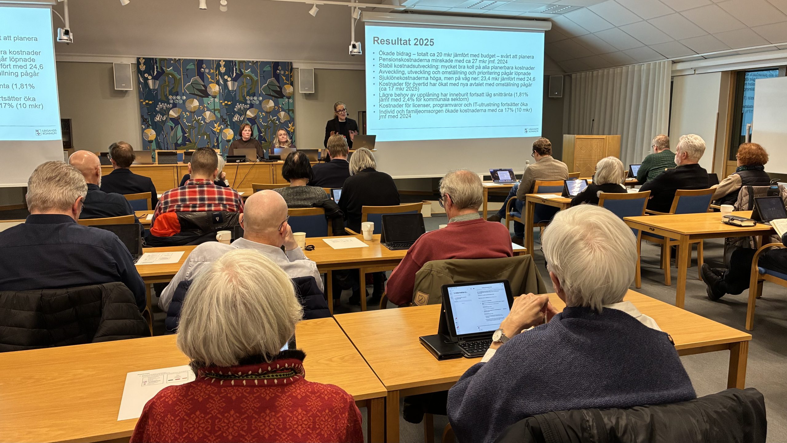 Översiktsbild från Leksands kommuns plenisal under kommunfullmäktige
