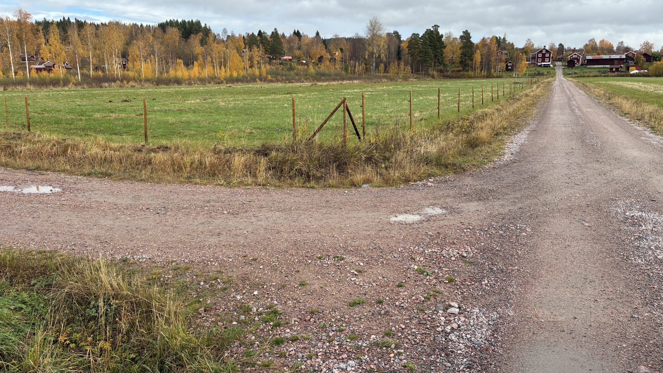 Bild som visar vägkorsning som delar sig i två riktningar.